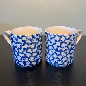 Set of 2 GIBSON Blue Spongeware Mugs ~ Cottagecore  ~ Farm Kitchen ~ Sponge